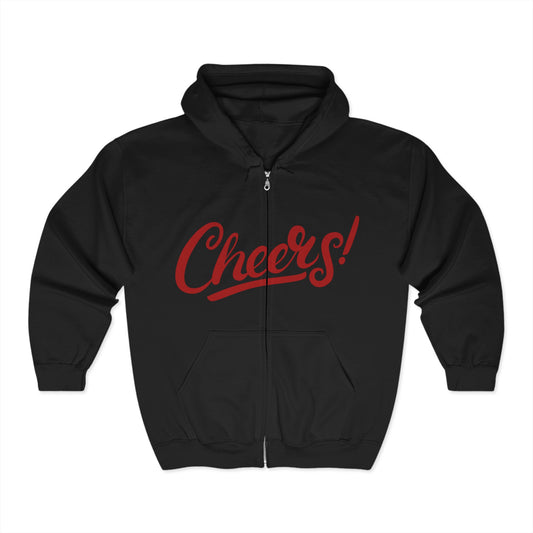 Cheers! Unisex Full Zip Hooded Sweatshirt – Cozy Tribute for Celebration and Everyday Wear